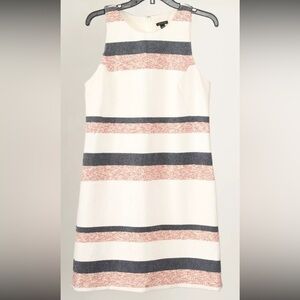 Ann Taylor Womens Dress 6 Red White Blue Shift Sleeveless Lined Knit Stretch